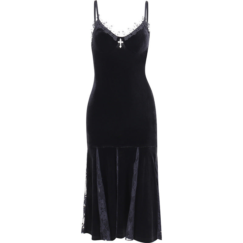 Gothic and Romantic Casual Draped Clothes Dress