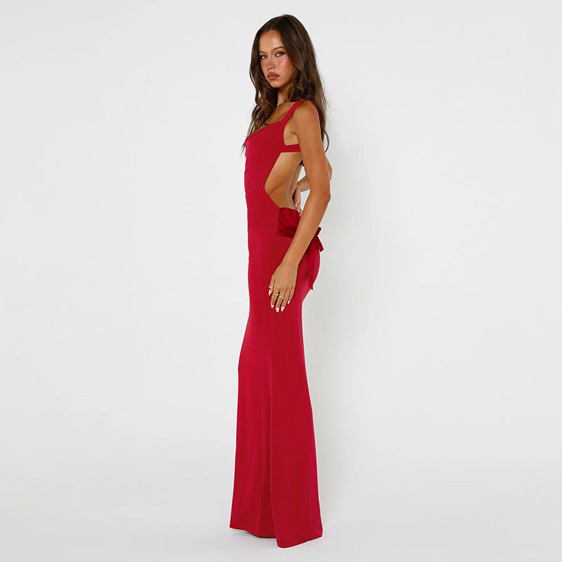 Women's Fashion Spaghetti Strap Backless Bodycon Dress