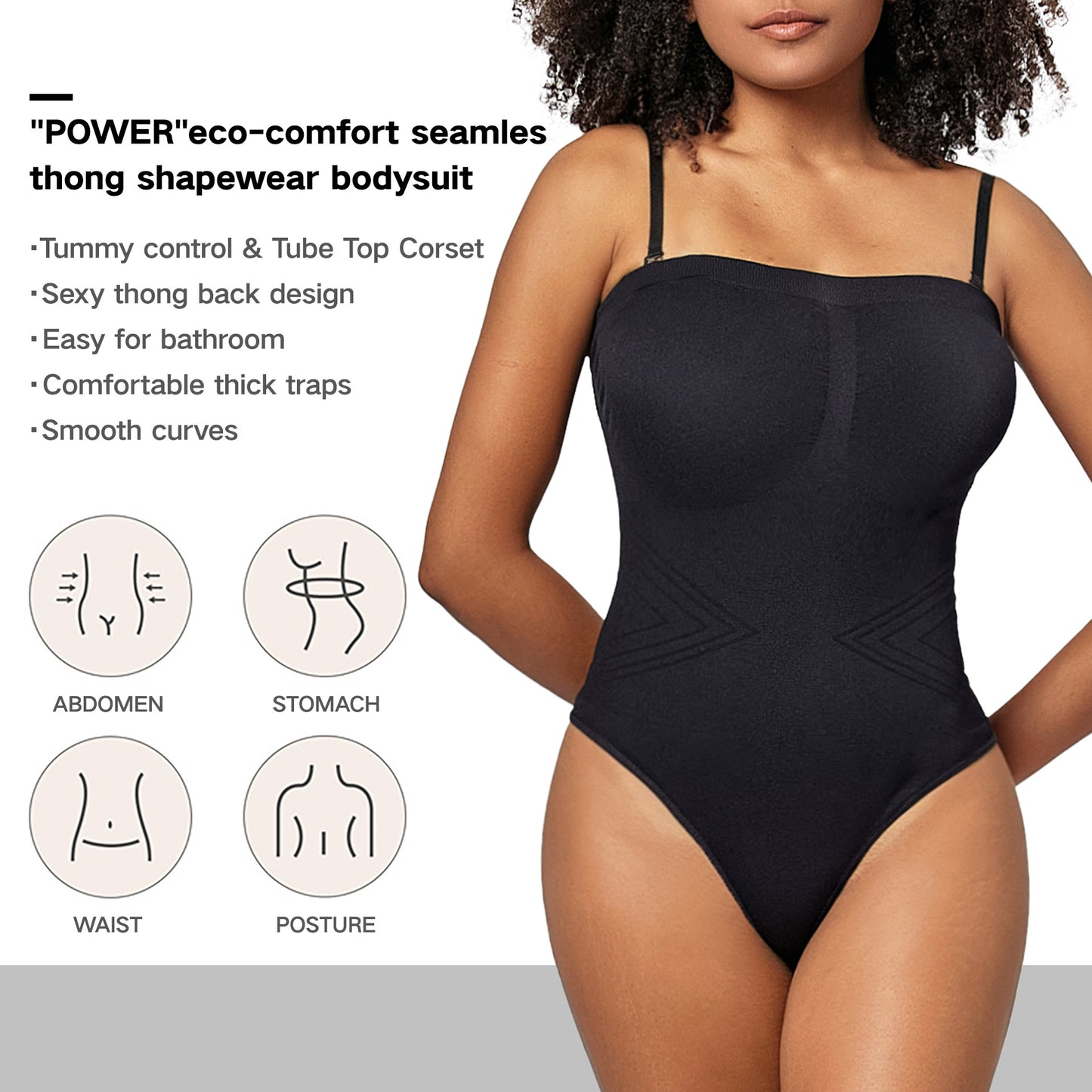 Removable-Strap Push Up Bustier Body Shaping Jumpsuit