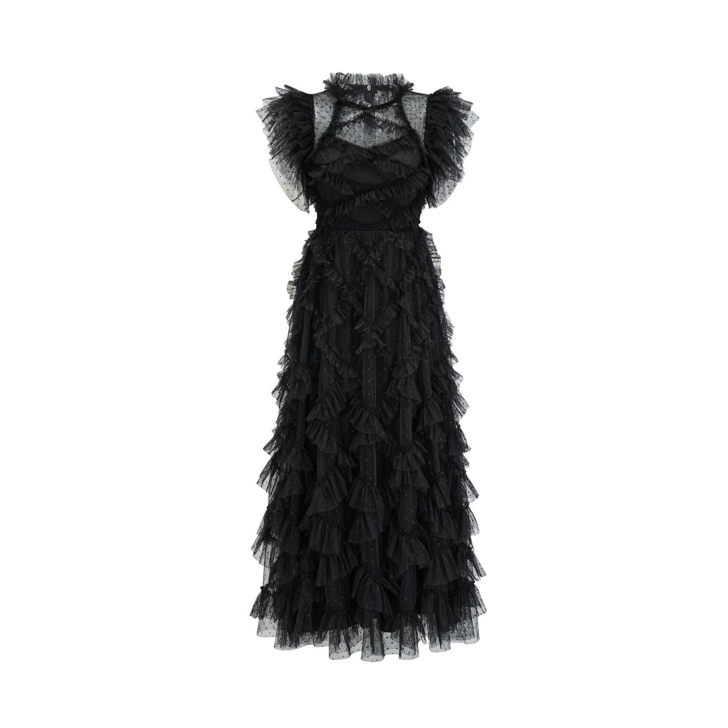 Women's Semi-High Neck Sleeveless Printed Embroidery Dress
