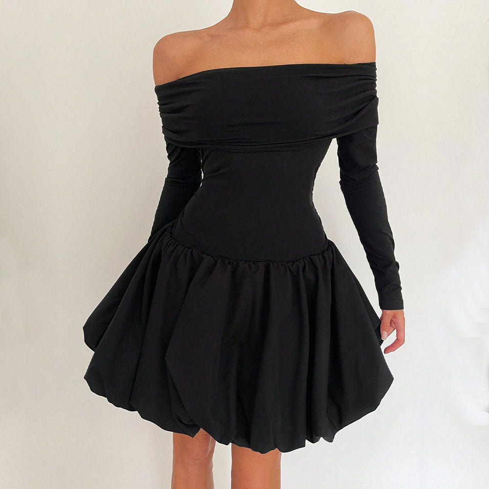 Women's Sexy Off-the-Shoulder Slim A-Line Dress