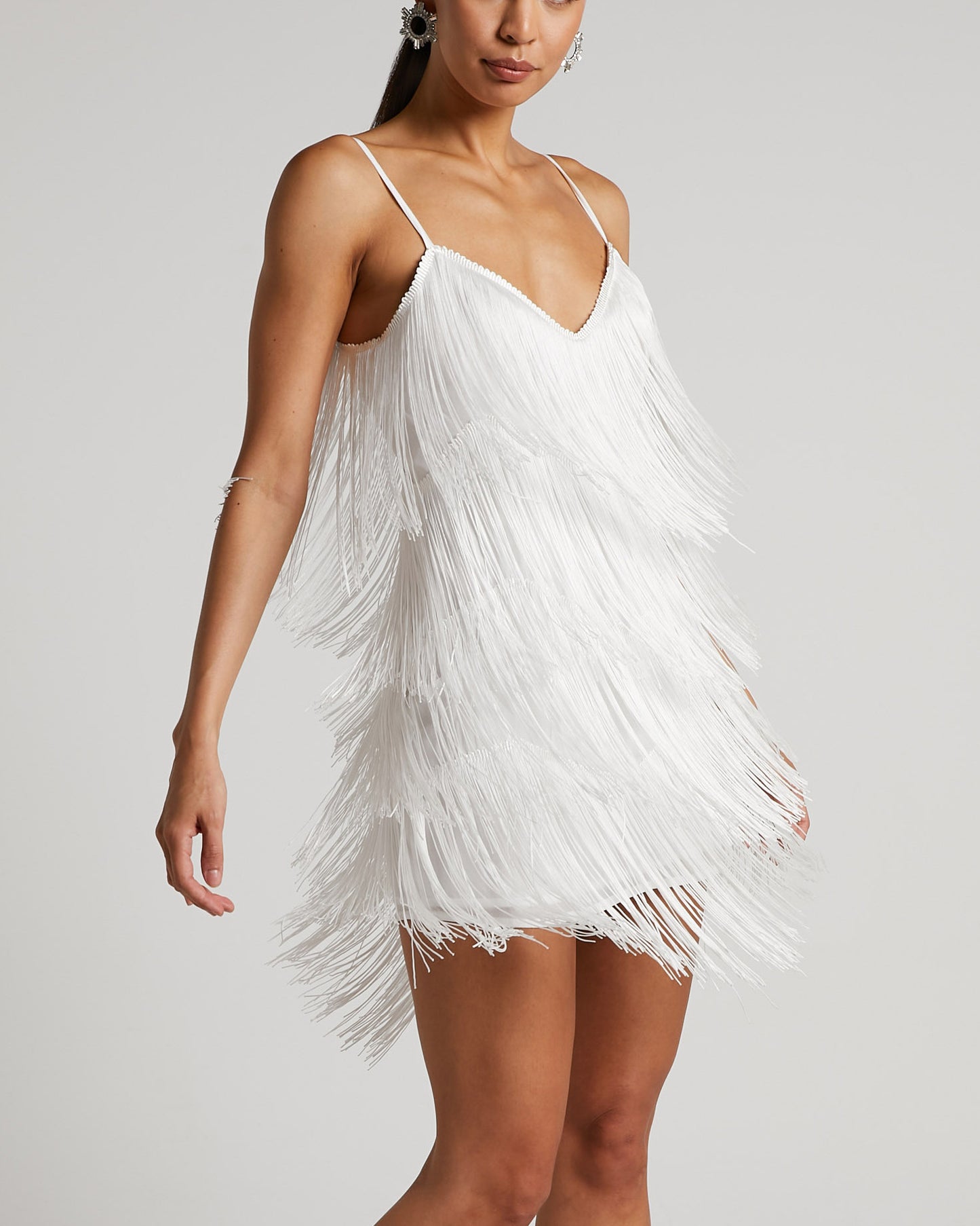 Women's Sexy Backless Deep V Fringe Cami Dress