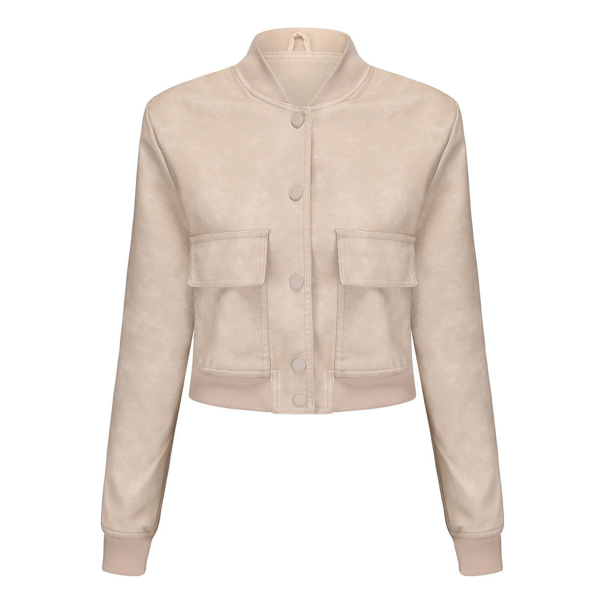 Women's Casual Loose-Fit Ribbed PU Leather Jacket