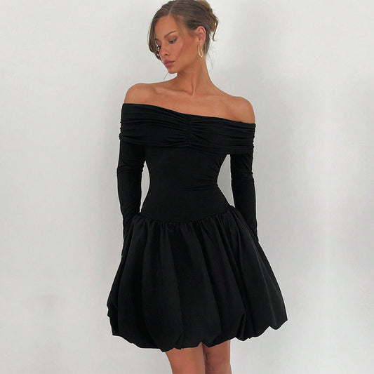 Women's Sexy Off-the-Shoulder Slim A-Line Dress