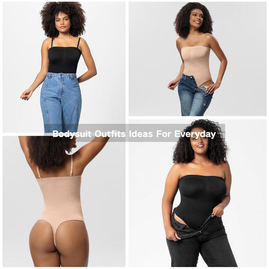 Removable-Strap Push Up Bustier Body Shaping Jumpsuit