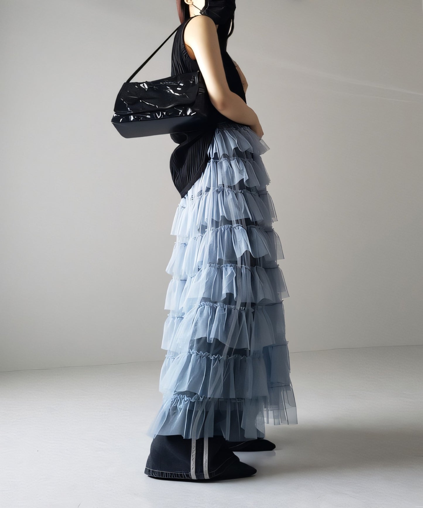 Women's Layered Elastic Waist Puff Tulle A-line Skirt, Sheer Mesh Design for All Occasions