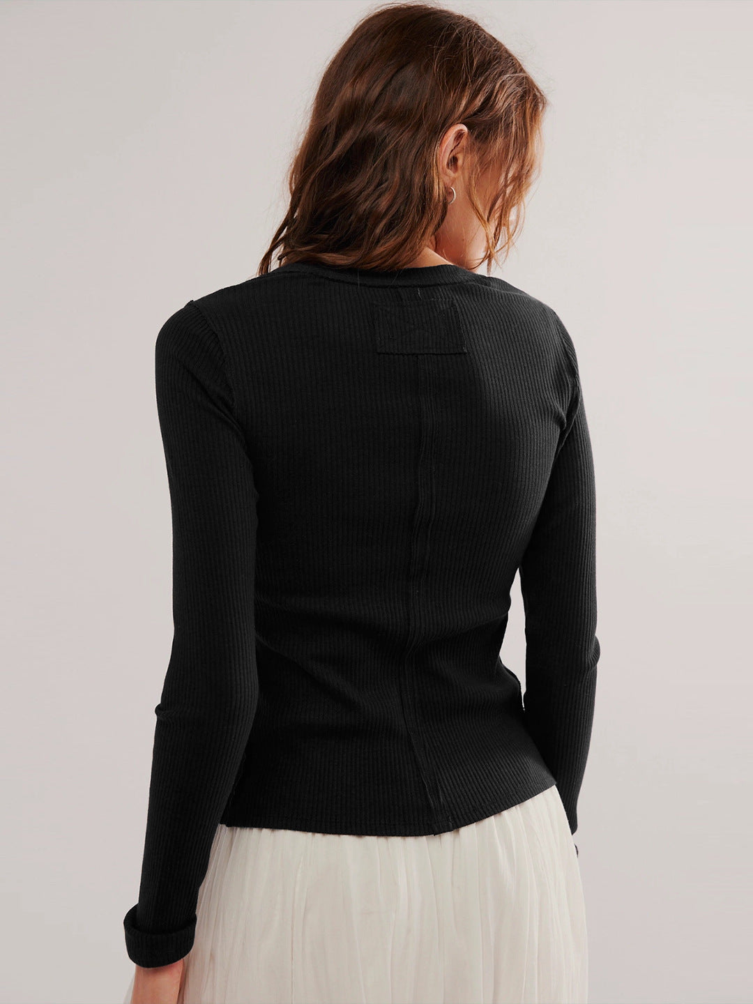 Women's Solid Slim Fit Long Sleeve Ribbed Knit Cardigan