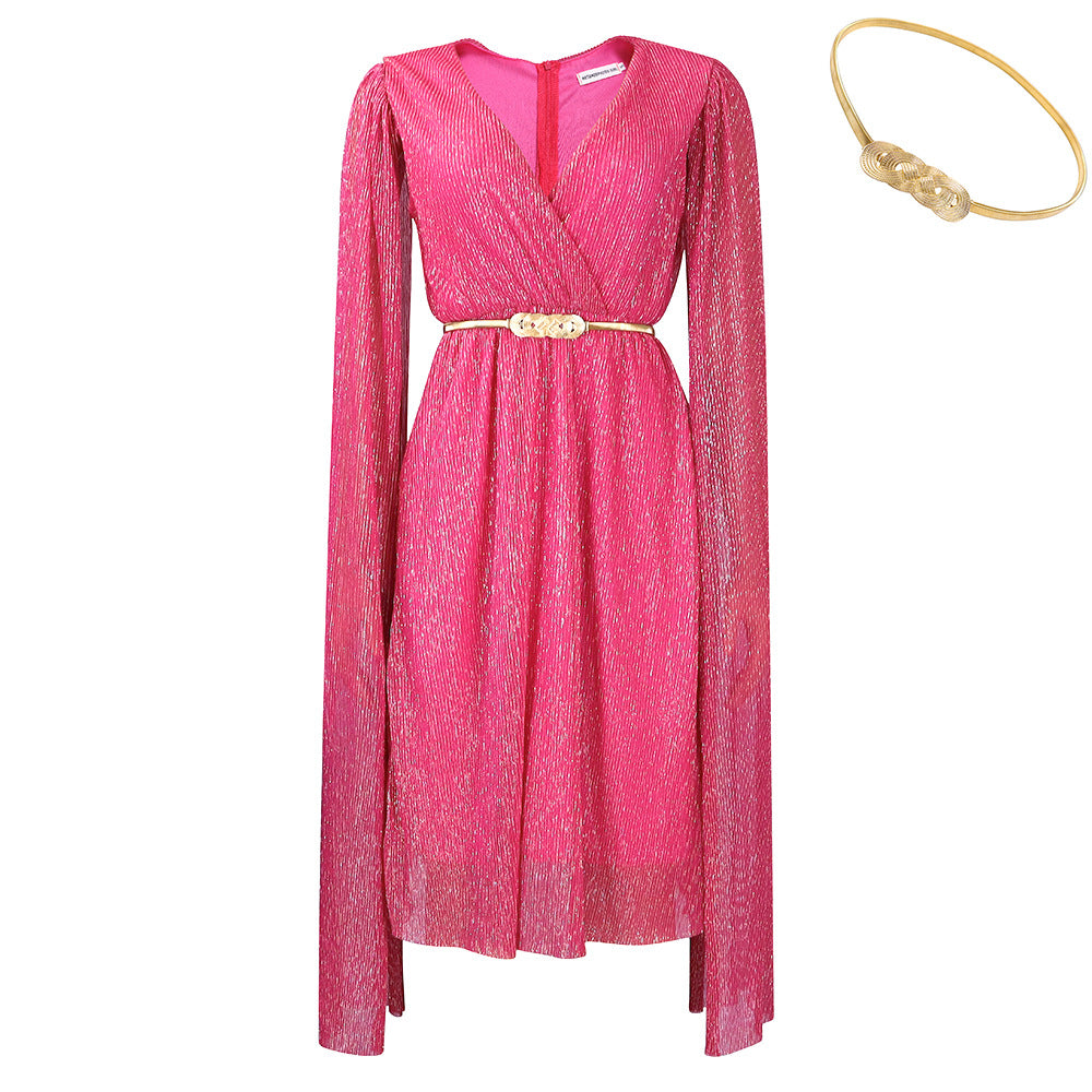 Women's Elegant V-Neck Cape Dress