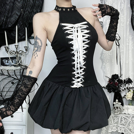 Women's Gothic halter neck vest dress