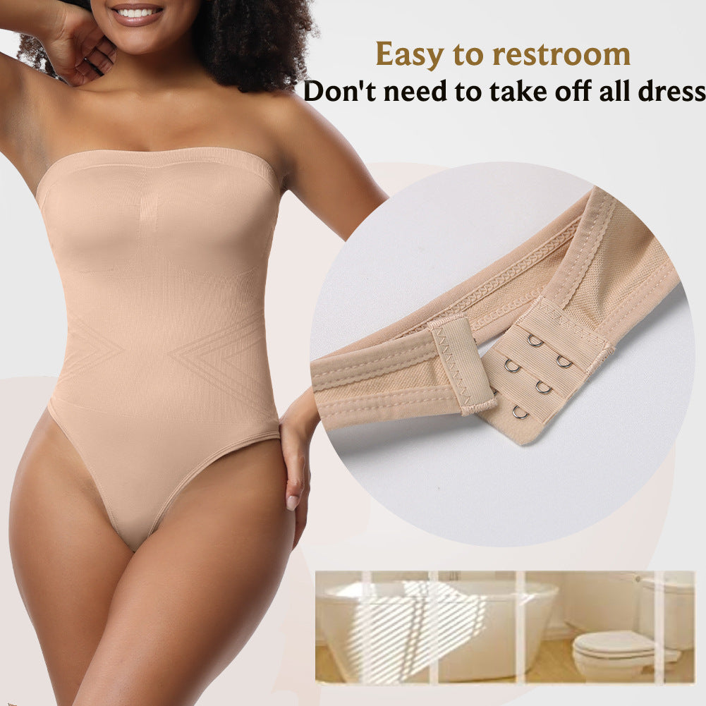 Removable-Strap Push Up Bustier Body Shaping Jumpsuit