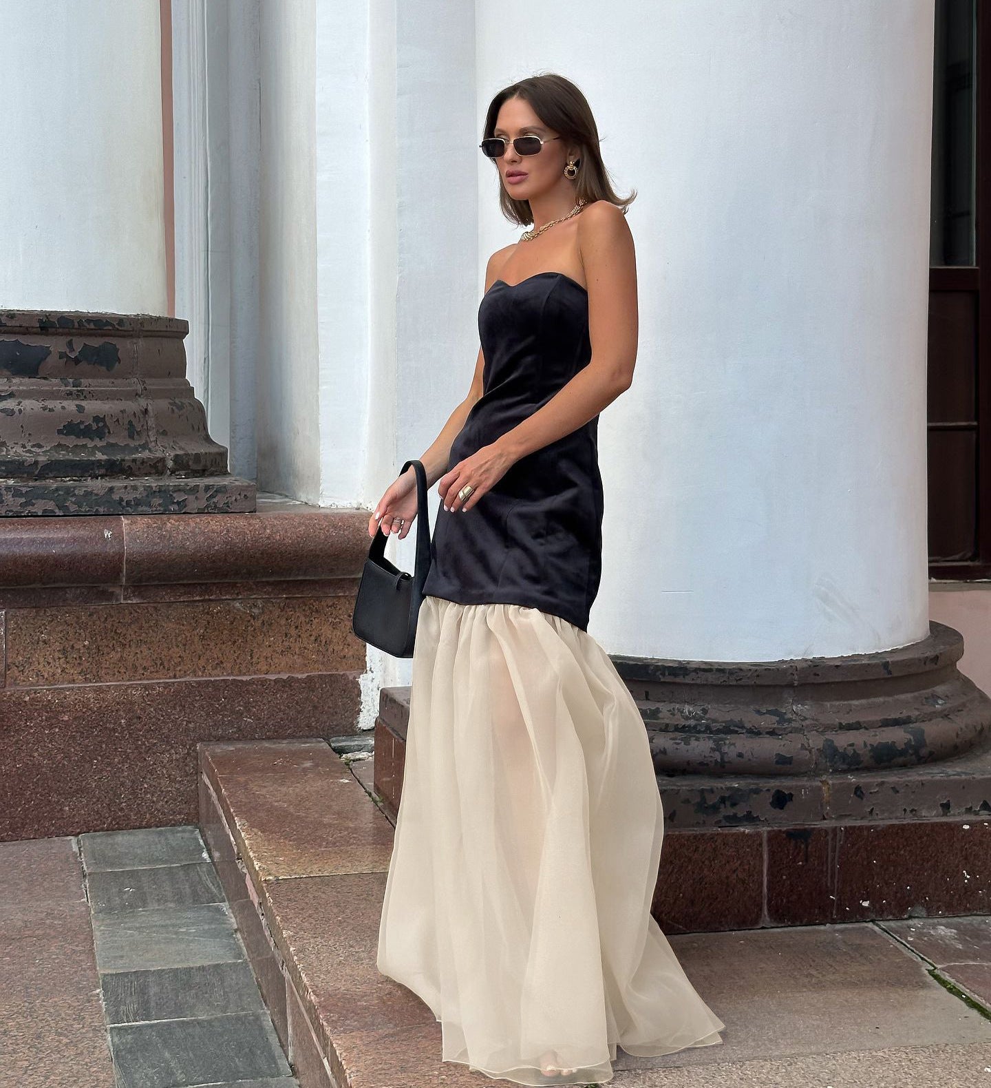 Women's Sexy Color Block Knit Strapless Dress