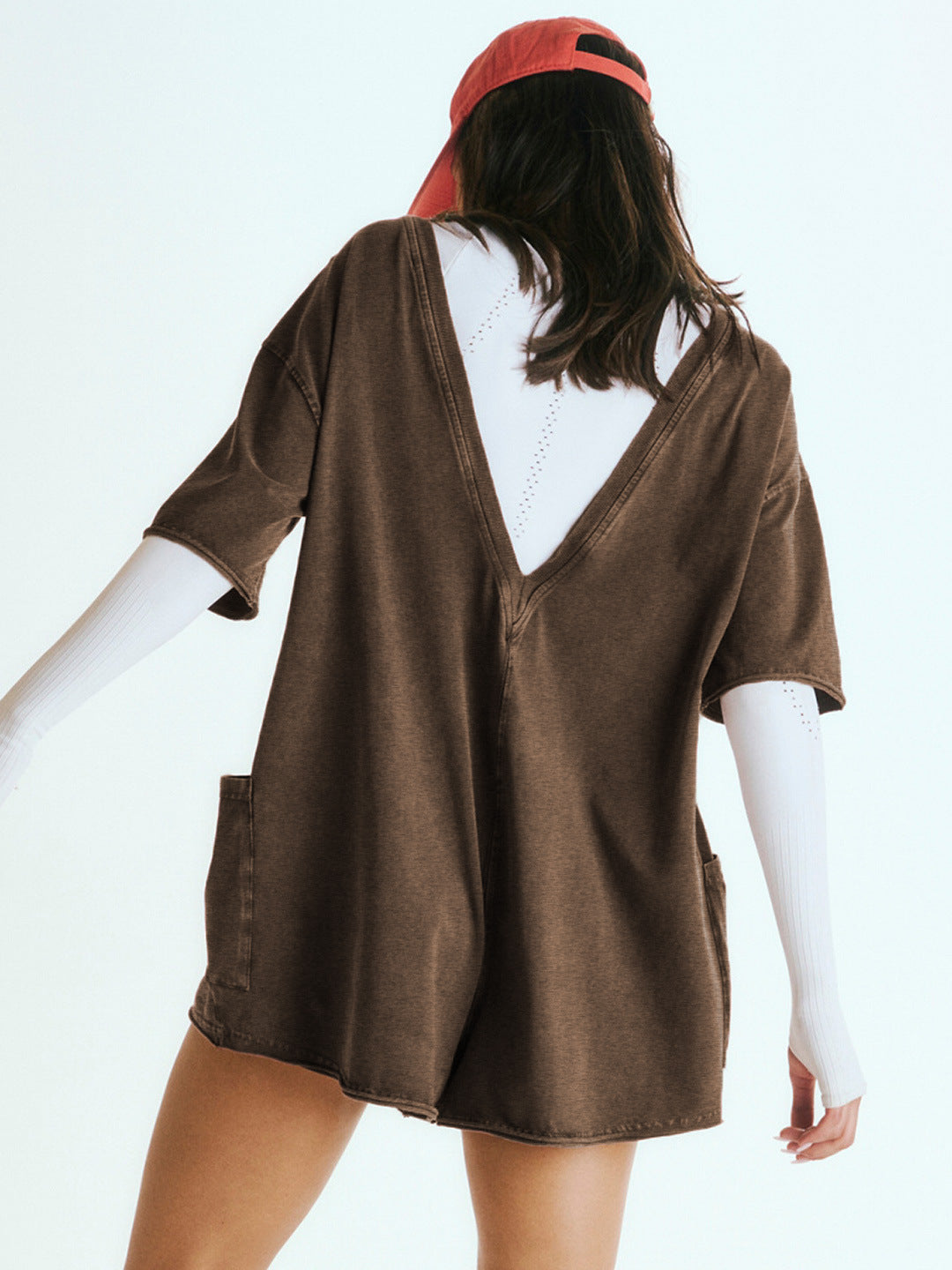 Summer New Loose Fit Casual Romper, Sexy Backless Jumpsuit