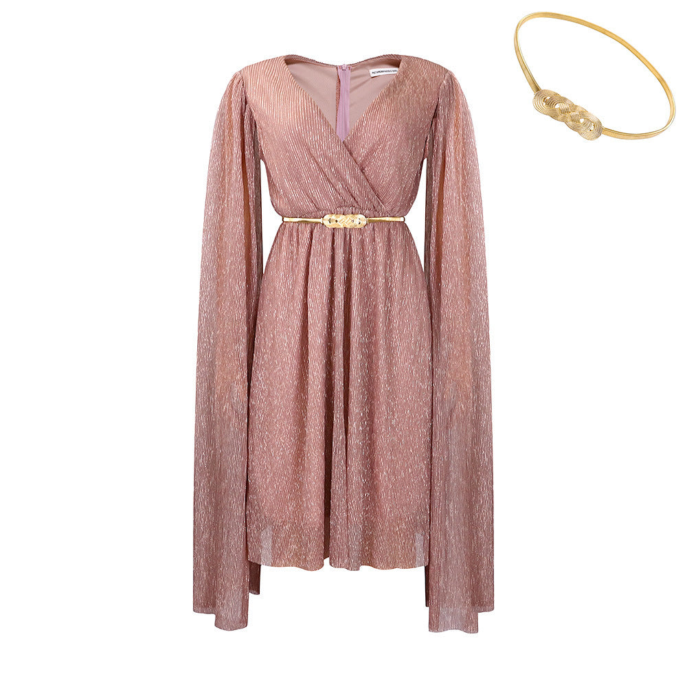 Women's Elegant V-Neck Cape Dress