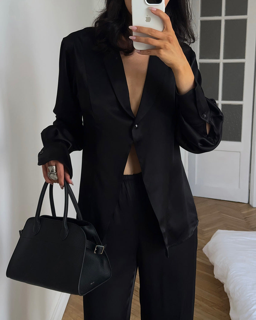 Elegant Women’s Long Sleeve Pajama Set – Stylish Lounge Wear, Comfortable & Loose Fit, Wearable Outdoors