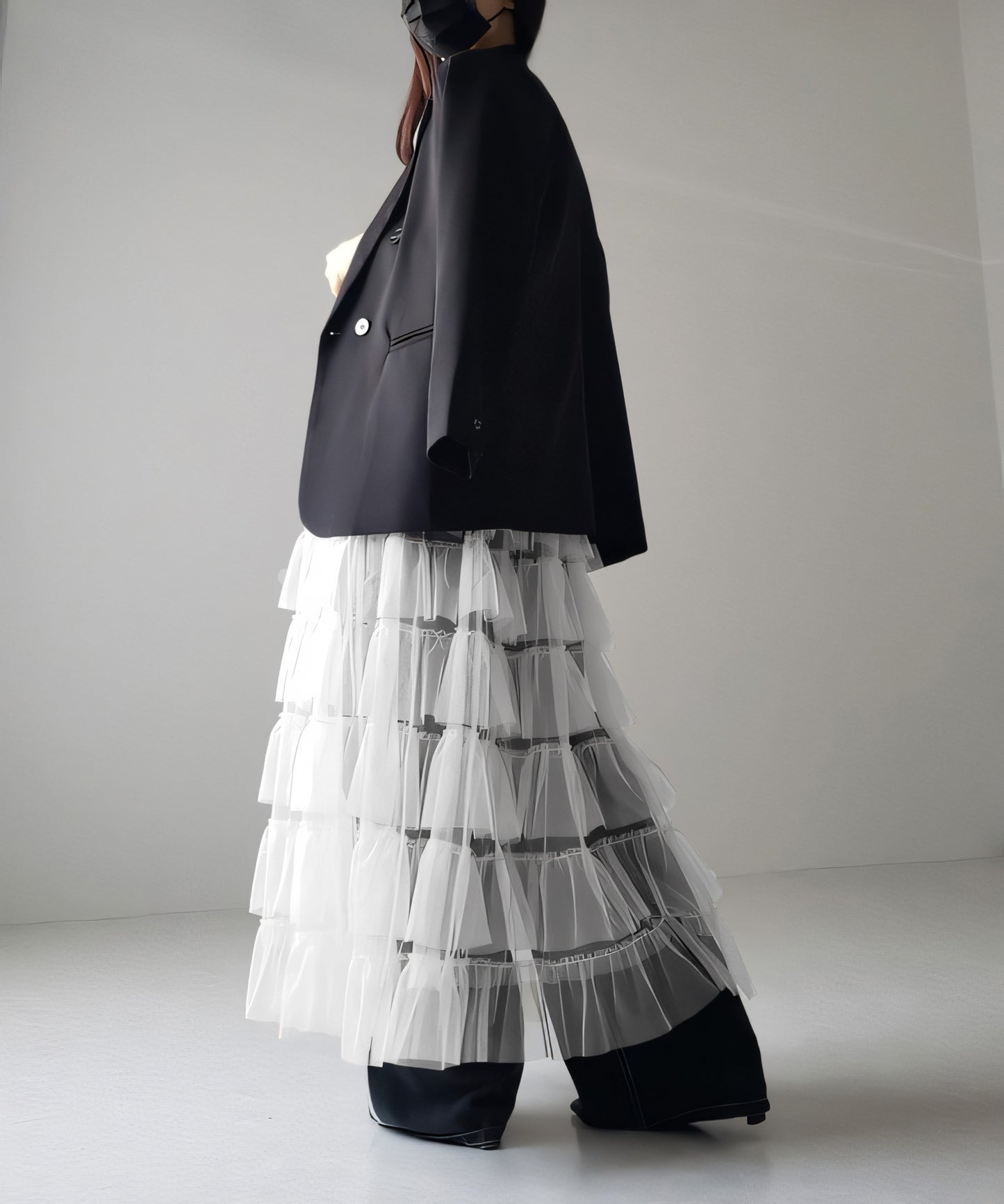 Women's Layered Elastic Waist Puff Tulle A-line Skirt, Sheer Mesh Design for All Occasions