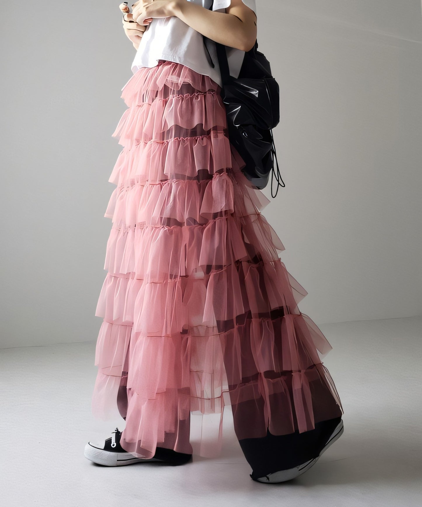 Women's Layered Elastic Waist Puff Tulle A-line Skirt, Sheer Mesh Design for All Occasions
