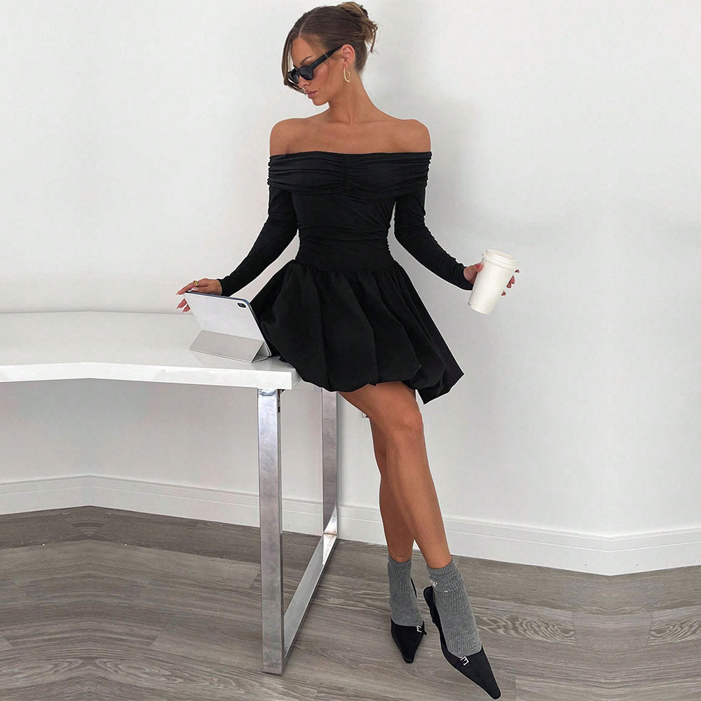 Women's Sexy Off-the-Shoulder Slim A-Line Dress