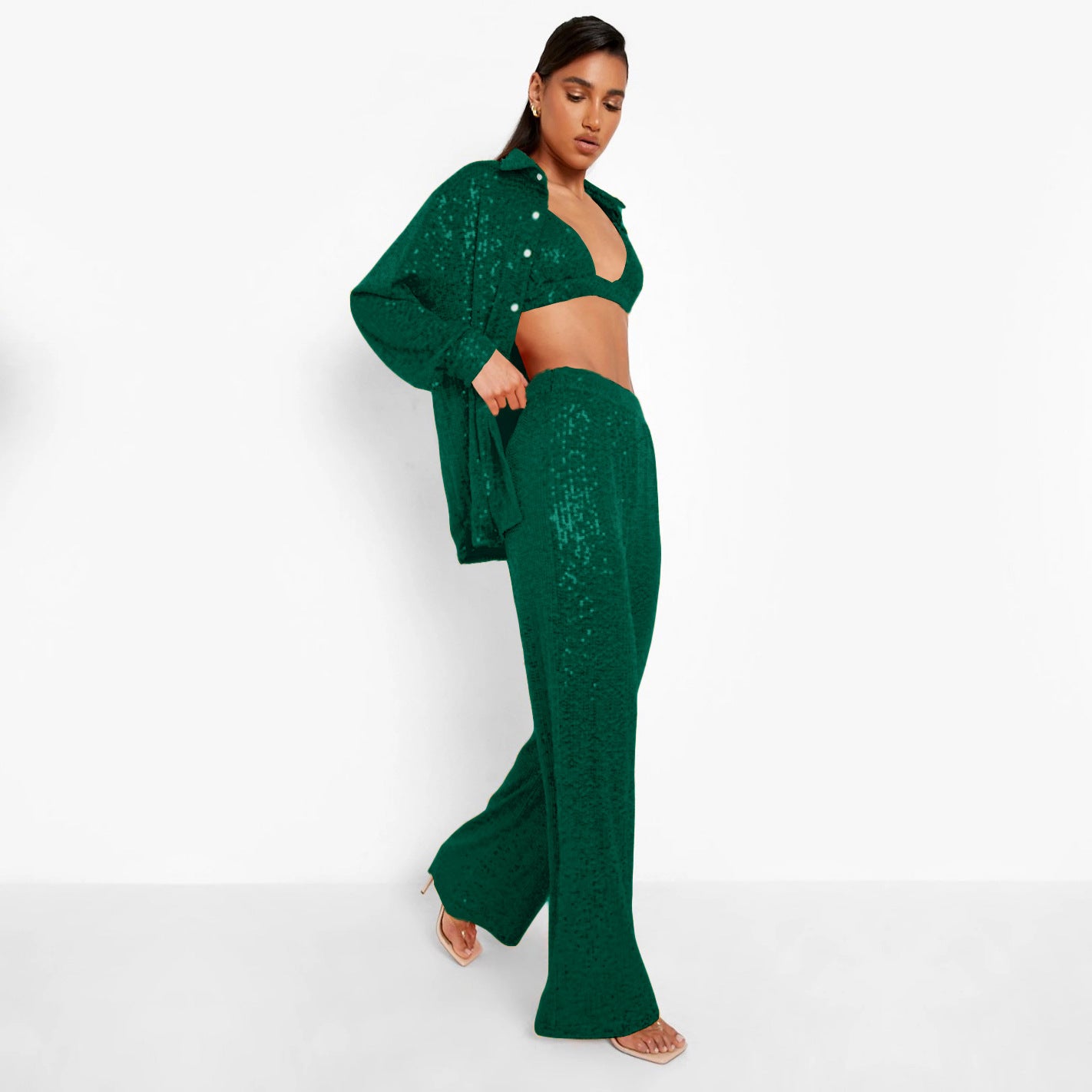 Women's Fashion Sequin Casual Suit