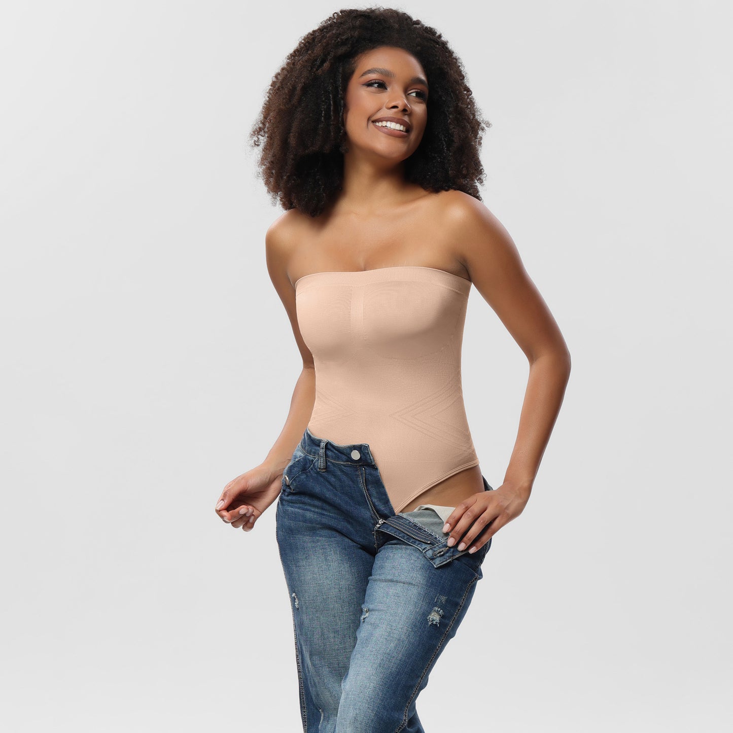 Removable-Strap Push Up Bustier Body Shaping Jumpsuit