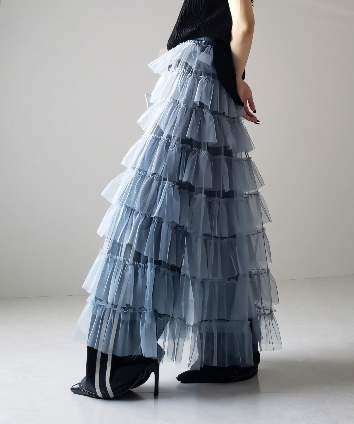 Women's Layered Elastic Waist Puff Tulle A-line Skirt, Sheer Mesh Design for All Occasions
