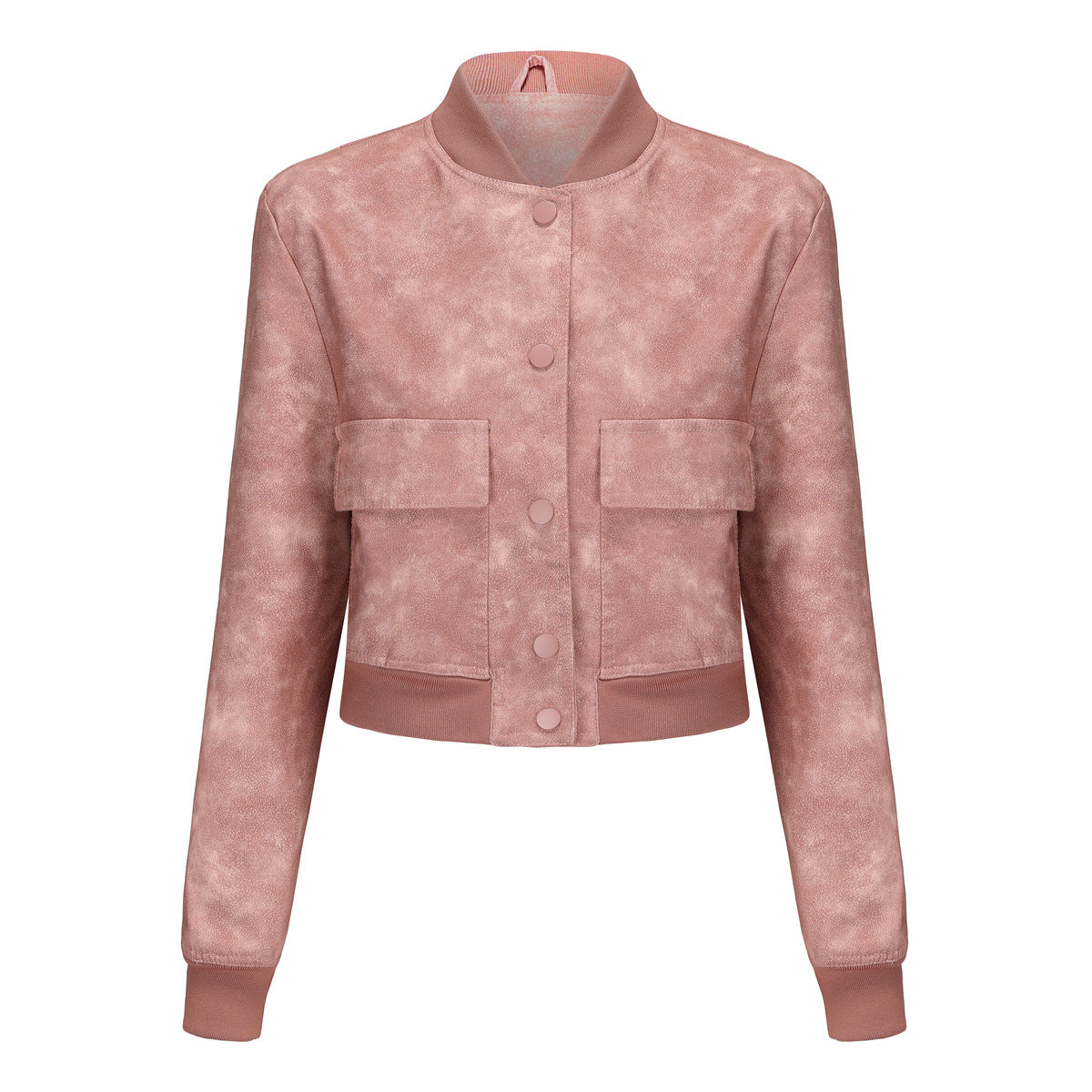 Women's Casual Loose-Fit Ribbed PU Leather Jacket