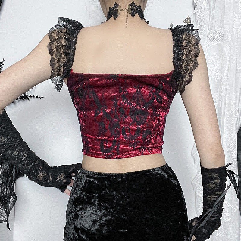 Women's Gothic Bodycon Mermaid Skirt and Lace Strap Set