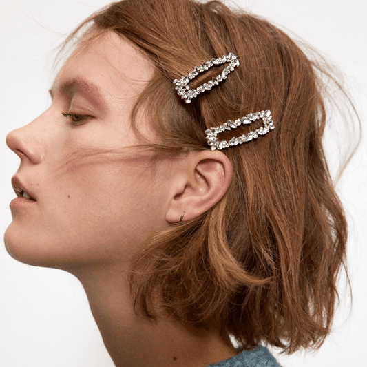 Vintage Geometric Rhinestone Hair Clip Set