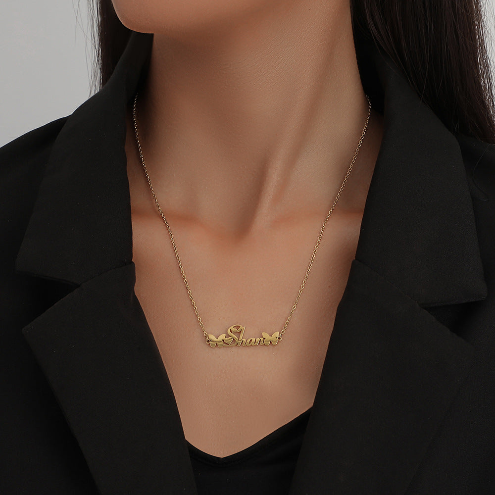 Custom Name Necklace-Butterfly