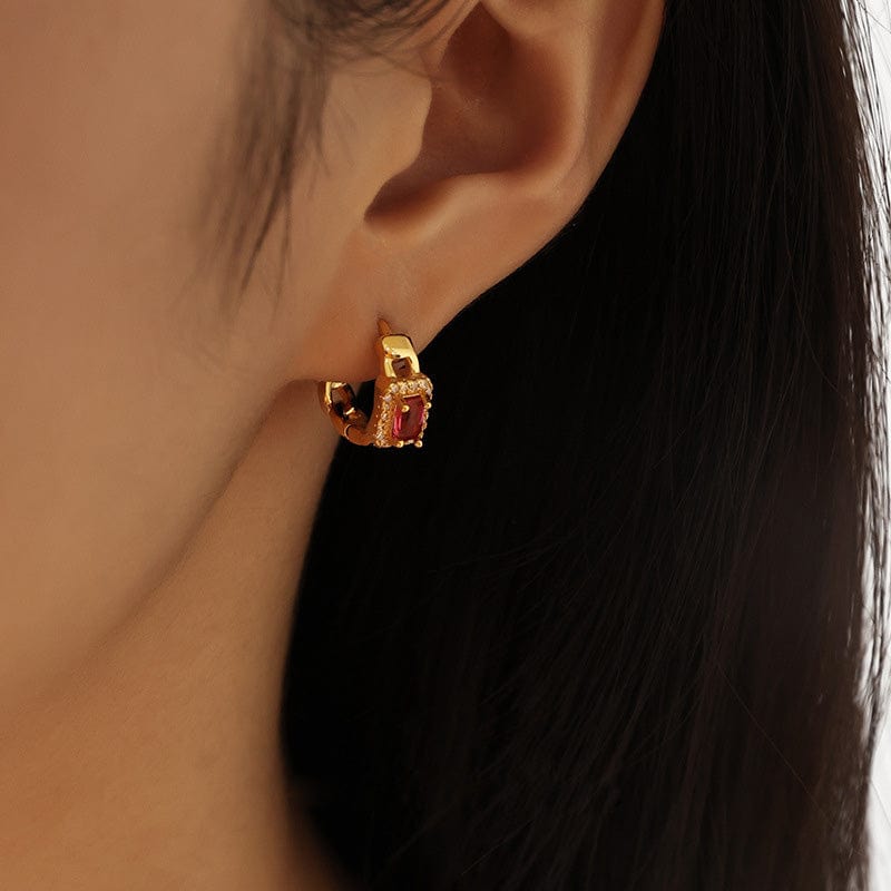 Red Zircon Hoops