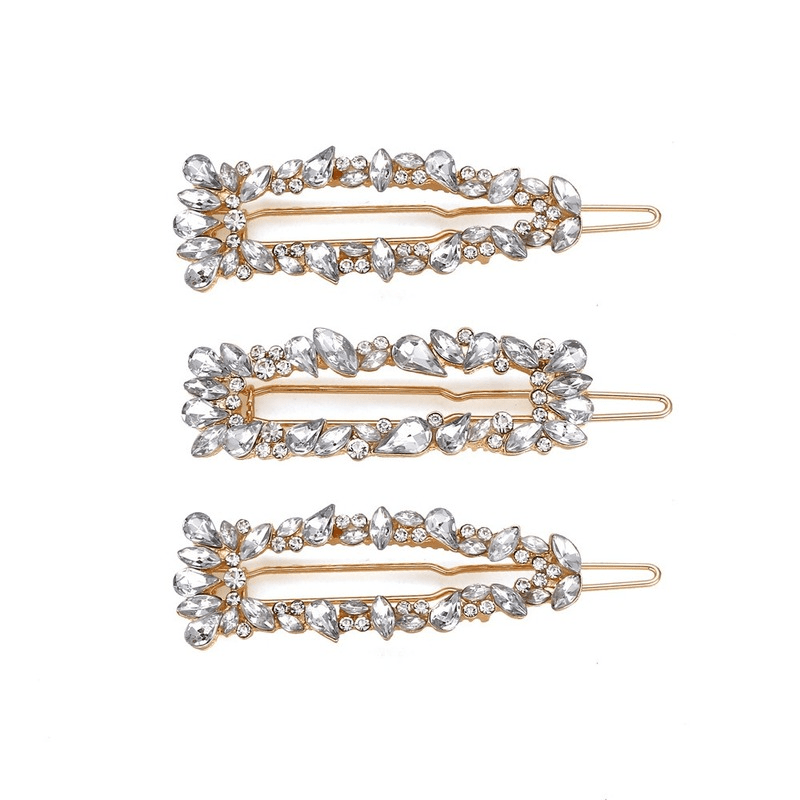 Vintage Geometric Rhinestone Hair Clip Set