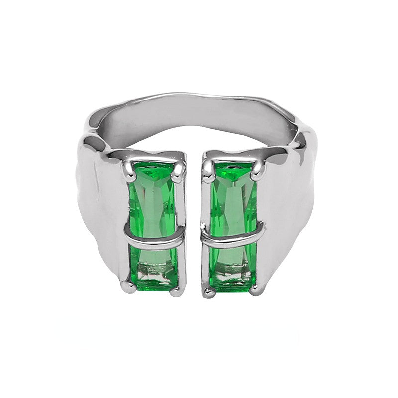 Fashion Colored Zircon Open Metal Ring
