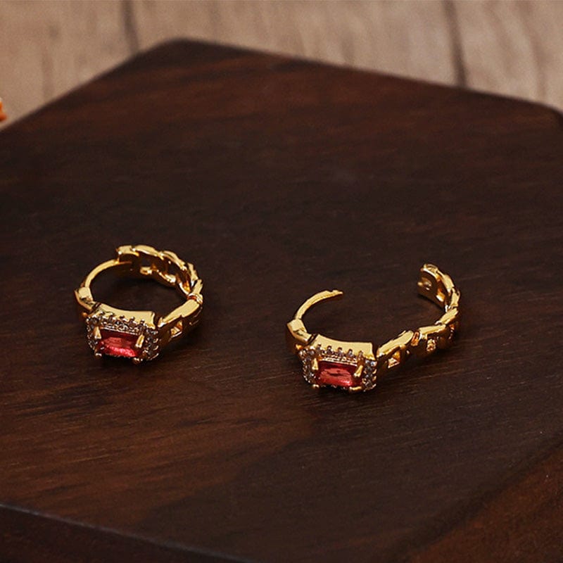 Red Zircon Hoops