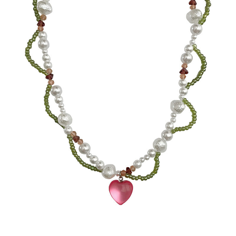 Pink Heart Pendant Necklace - ACC MODE
