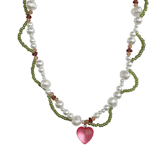 Pink Heart Pendant Necklace - ACC MODE