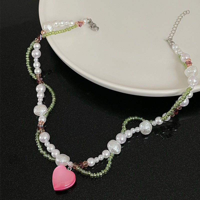 Pink Heart Pendant Necklace - ACC MODE