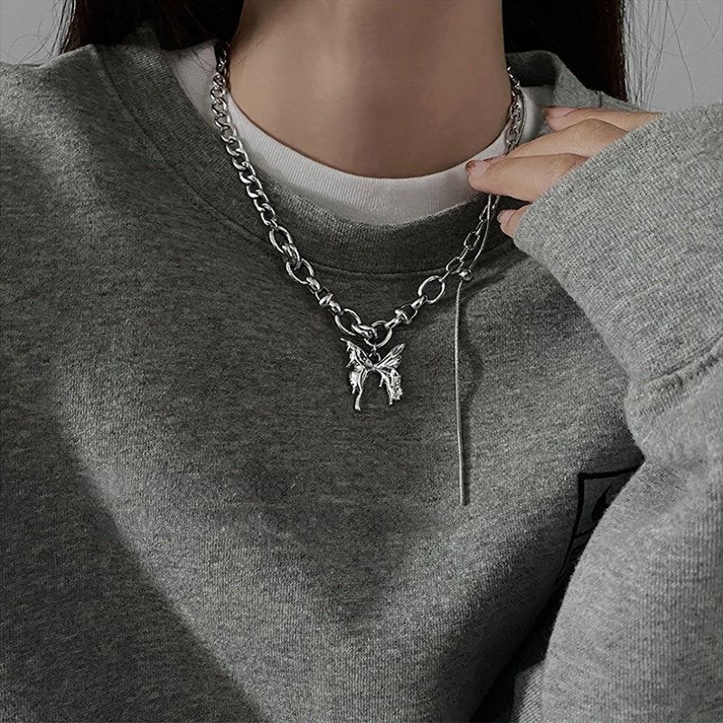 Niche Design Metal Butterfly Pendant Necklace