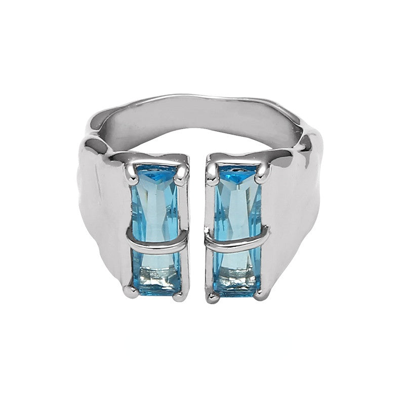Fashion Colored Zircon Open Metal Ring
