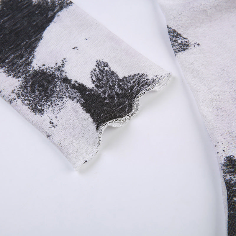 Smudged V-neck Top