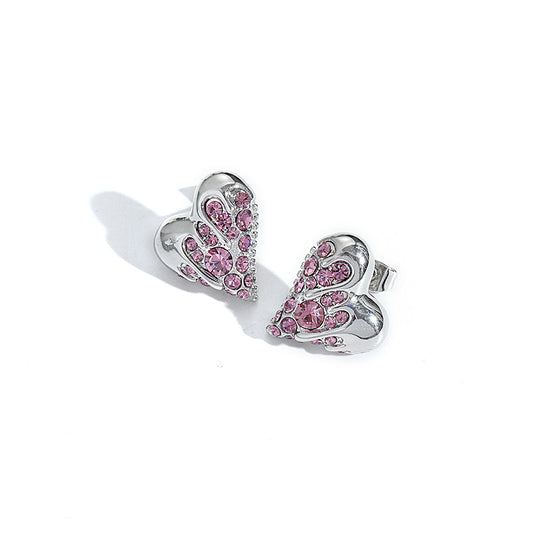 Niche Design Süße und coole rosa Zirkon-Ohrstecker