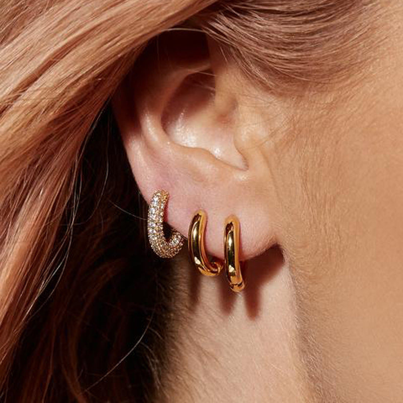Full Zircon Hoop Earrings