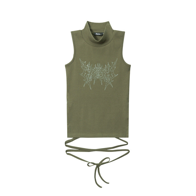 High Neck Tie Sleeveless Tank Top