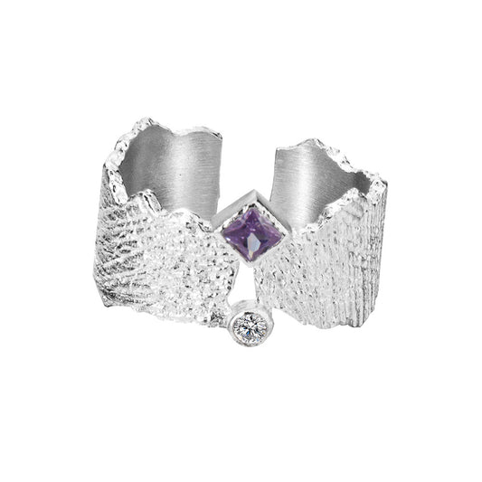 Niche Design Textured Open Ring