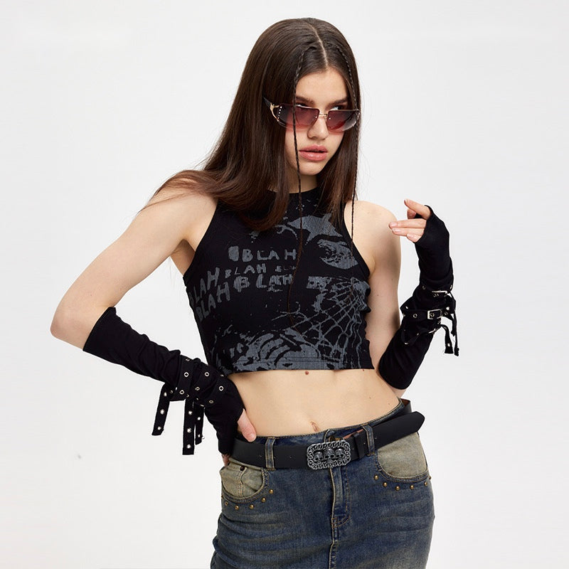 Minimalist Hip-Hop Printed Tank Top