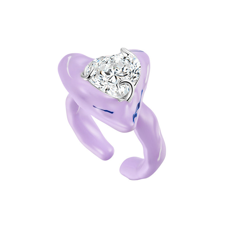 Heart Enamel Open Ring