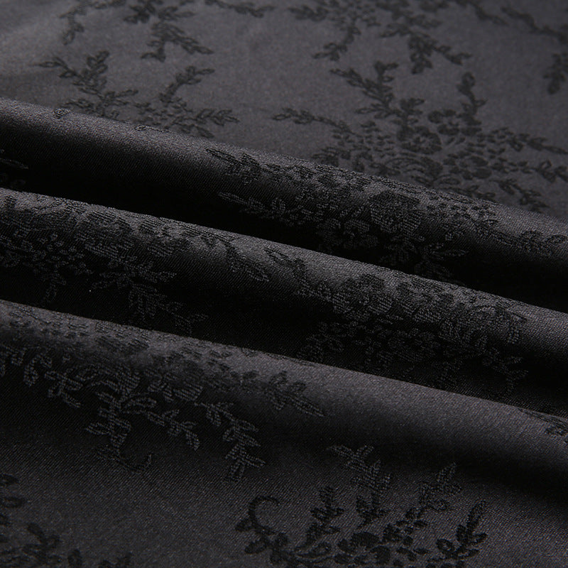 High-waisted Obscure Jacquard Slit Asymmetric Skirt