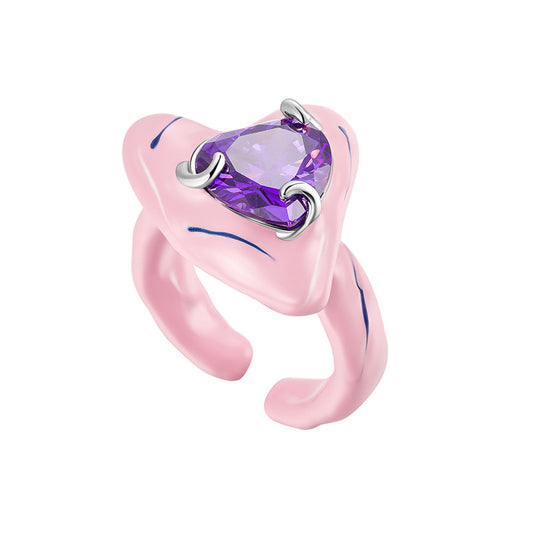 Heart Enamel Open Ring