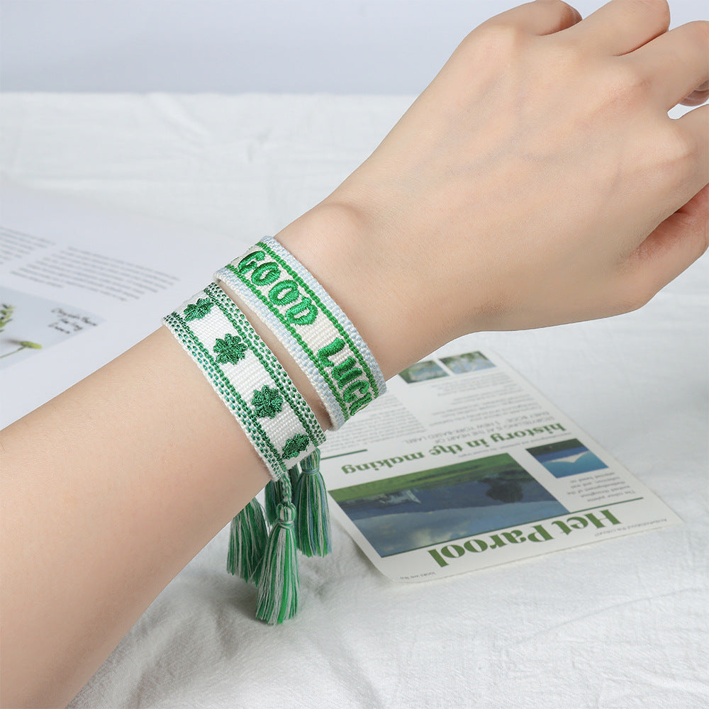 Handwoven Adjustable Bracelet-- Wish you lucky