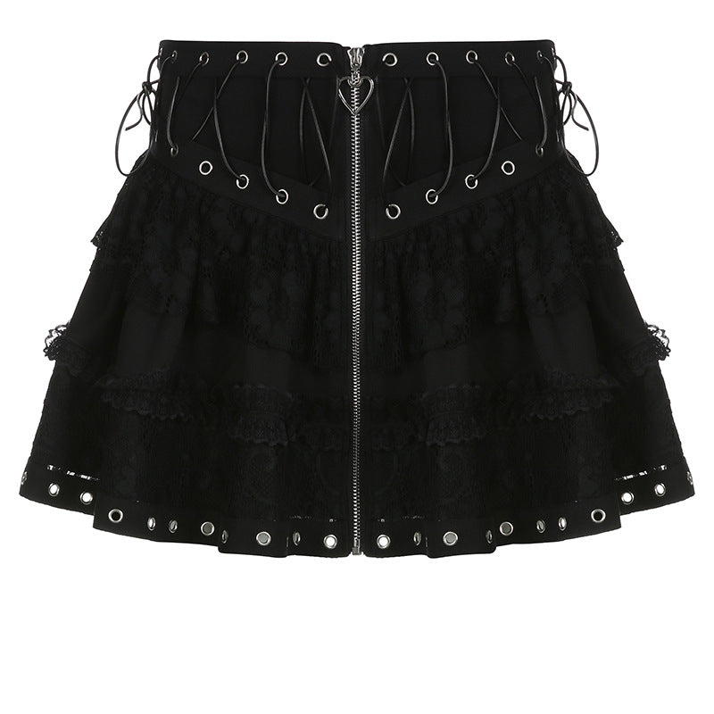 Gothic Lace Panel A-line Skirt