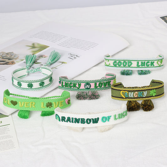 Handwoven Adjustable Bracelet-- Wish you lucky