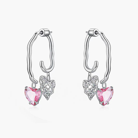 Niche Design Rosa Herz-Zirkon-Ohrringe